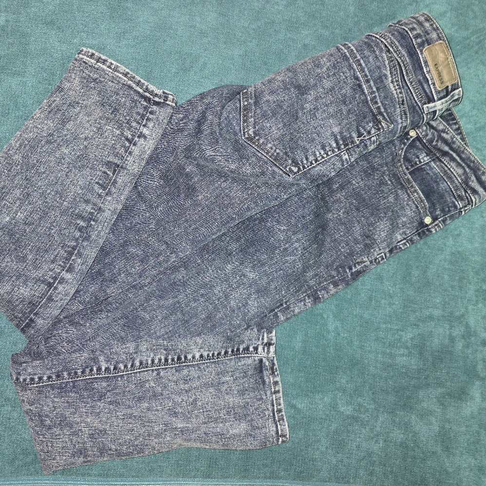 Express Dark Blue Acid Wash Stretch And Lift Skinny Jeans Size 10